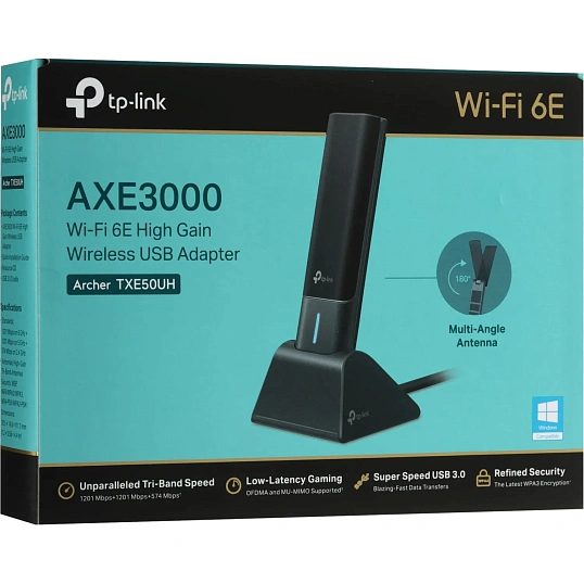 Сетевой адаптер Wi-Fi TP-Link Archer TXE50UHAXE3000 USB-адаптер Wi-Fi 6E