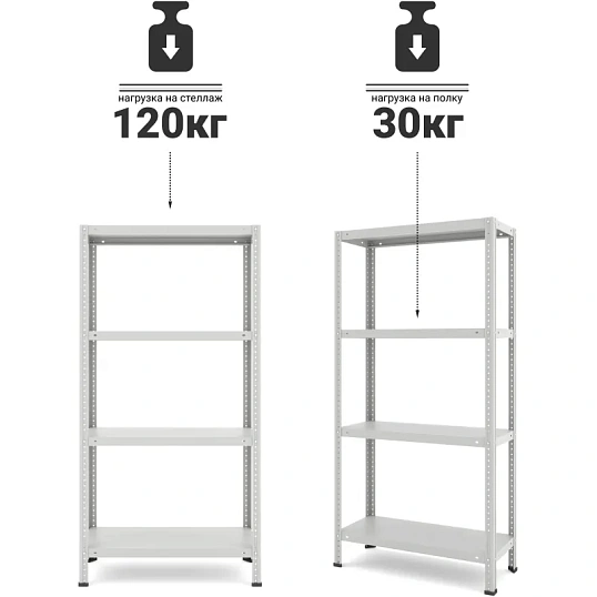 Стеллаж металлический Ульт_Everest Lite-30-30/75/150-4 (RAL 7035)