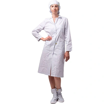 Халат антистатич. женский  М-102 белый, тип D, Москвичка, 128-132/170-176