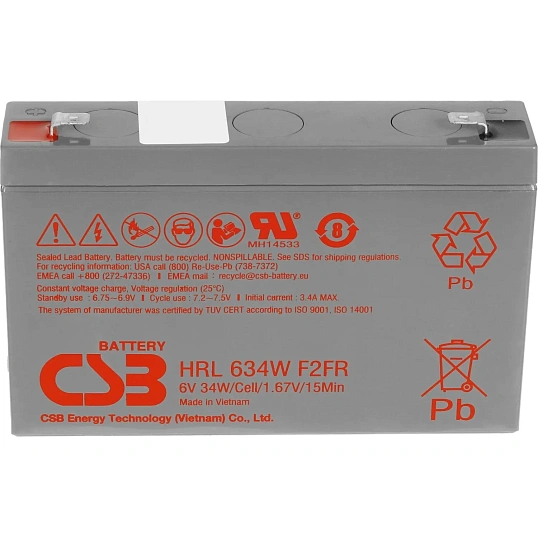 Батарея для ИБП CSB серия HRL, HRL634W F2 FR, 6В/8.5Ач