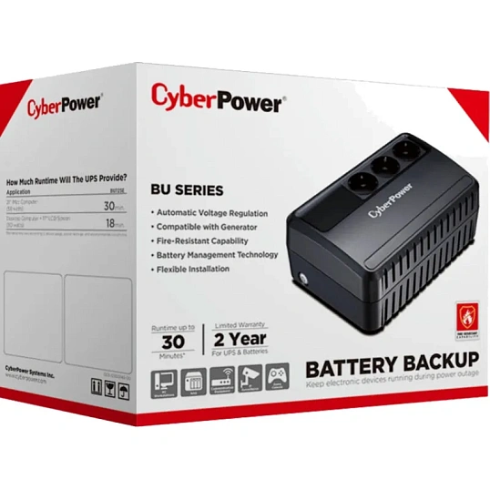 ИБП CyberPower BU725E, Лин.-инт., 725Ва/390Вт, 3xEURO