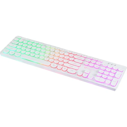 Клавиатура Oklick 420MRL белый USB slim Multimedia LED (1091227)