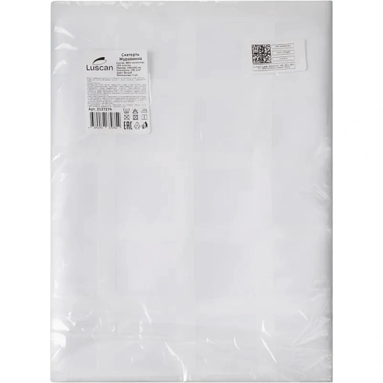 Скатерть Luscan Журавинка 145х145см (88%ПЭ, 12%хлопок) рис квадрат, белый