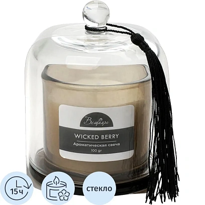 Свеча ароматическая WICKED BERRY в стекле, Д83 Ш83 В110, YJC-21