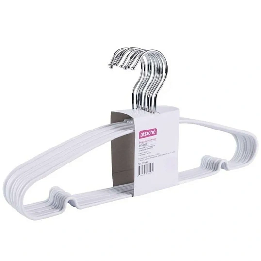 Вешалка-плечики WW_Attache MHT001/MHP048 мет,прям,пок.ПВХ,р48-50 бел.УП10шт