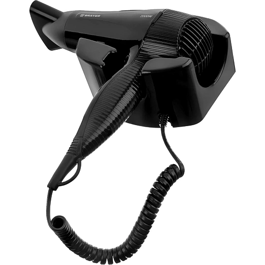 Фен настенный BRAYER 3021BR-BK,2000,2скор,2режнагрева,концентр,холод,1,8м
