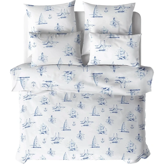 Постельное белье 1,5сп Сатин премиум (нав.70х70-2шт) Regatta blue,931145