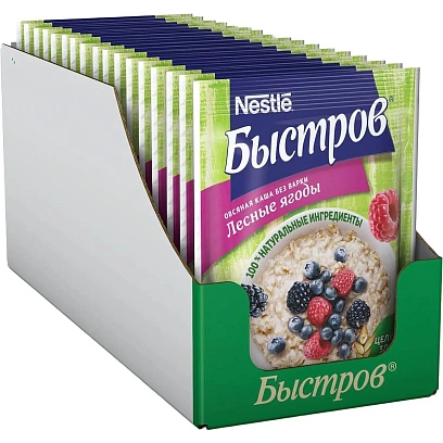 Каша Быстров овсяная с лесными ягодами (без варки), 40гх17шт/уп