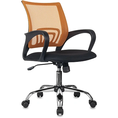 Кресло БР Комус Мебель EChair-396 сетка/ткань,оранжевый/черный,хром