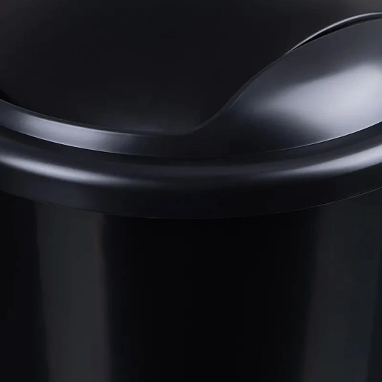 Ведро мусорное 12л пластик, черный металлик с крышкой-вертушкой