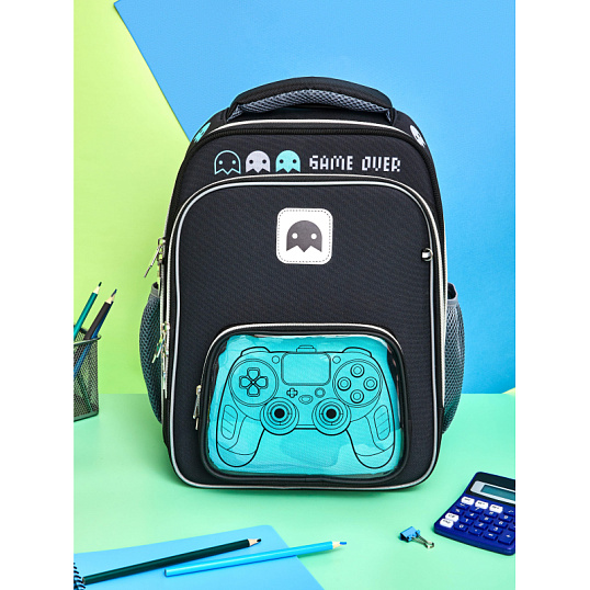 Ранец Комус Класс Stright Игра, черный, 2 отд, эргоном спинка