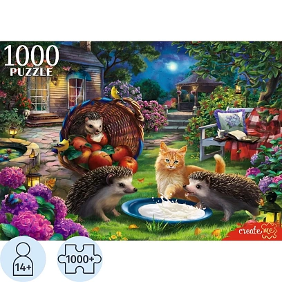 Пазл 1000 элементов. ЕЖИ И КОТЕНОК, Ф1000-6633