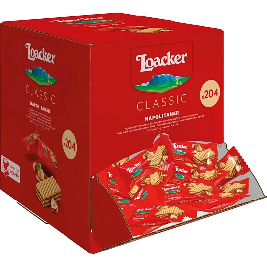 Вафли Loacker минис наполитанер, 3,2гx204шт/уп