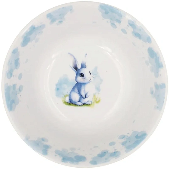 Салатник 360 мл Круглый Зайка голубой 40 шт/уп
