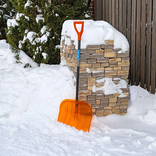 Лопата для уборки снега поликарбонат,465х410х1390мм,стал черен,усил Сибртех