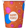 Стакан одноразовый бум односл. 250 мл d-80мм Happy People МИКС  50шт/уп