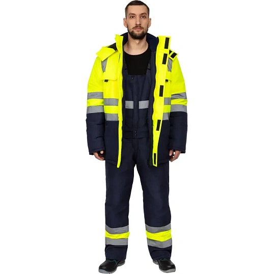 Куртка зимняя мужская зс04-КУ 48-50/182-188 флуоресц.жёлтый/син