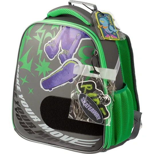 Ранец Комус Класс Basic Скейт, черный, 2 отд, эргоном спинка