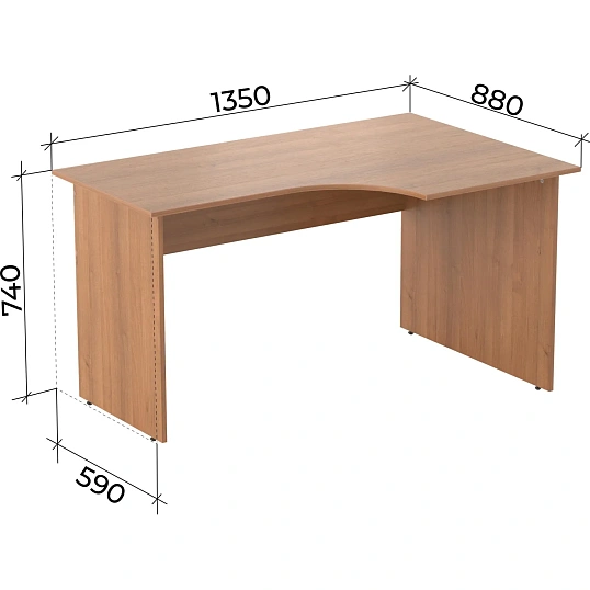 Стол эргономичный Easy LT Оптима правый 1350х880/590х740 орех new 16/16