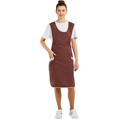 Фартук сарафан Маркет Мастер  цвет шоколадный/бежевый