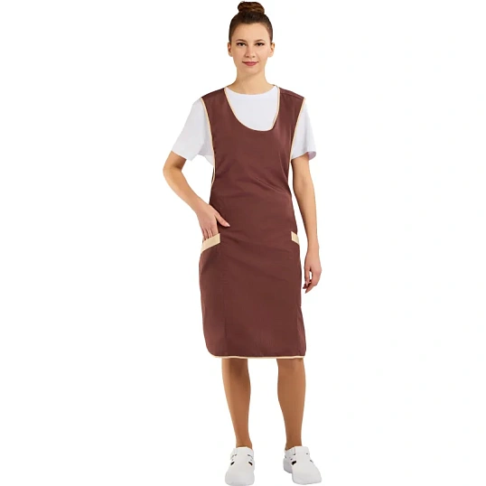 Фартук сарафан Маркет Мастер  цвет шоколадный/бежевый