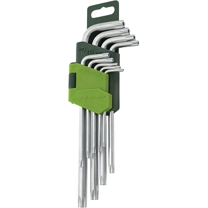 Набор ключей угловых TORX с отверстием 9 шт (Т10-Т50) Дело Техники 563591