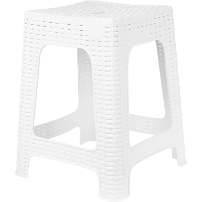 Табурет квадратный Rattan 363х363х448мм, белоснежный жасмин
