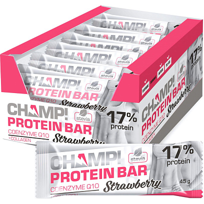 Батончик клубничный протеиновый Champ!, 18шт/1уп