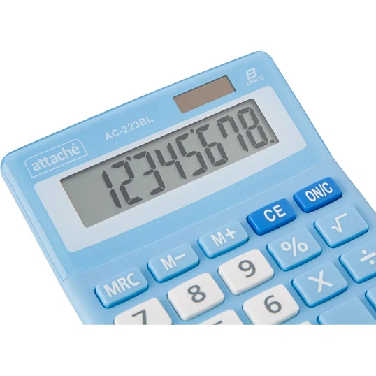 Калькулятор настольный КОМП Attache, AС-223BL,8р,дв. пит, голуб,134x107x34