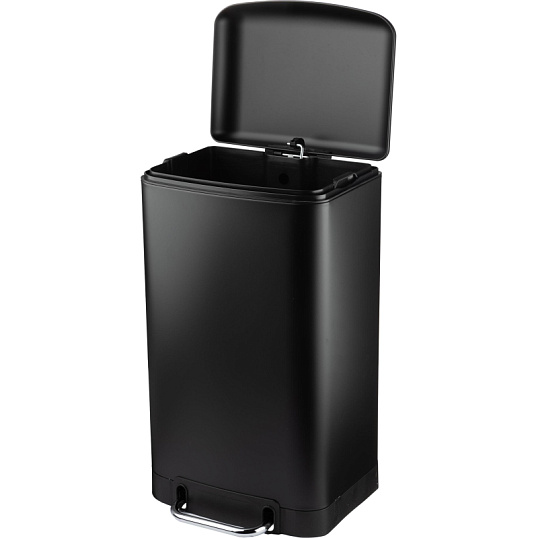Ведро мусорное с педалью и доводчиком Luscan 30л,черное,прямоуг,металл