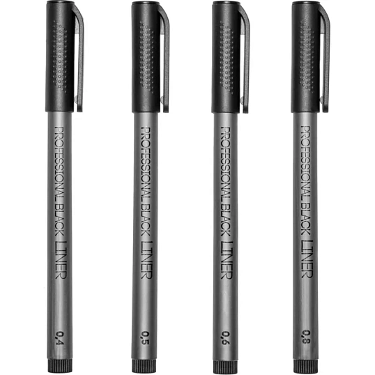 Набор линеров утолщенных Sketch&Art черного цвета, 4 шт. 36-0032