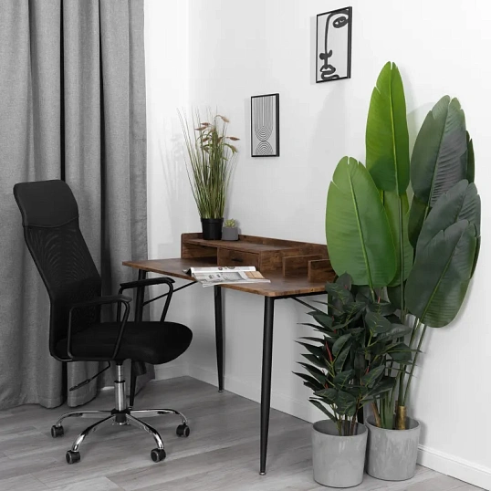 Кресло ТЧ Комус Мебель Easy Chair 619, сетка/экокожа, черный, хром