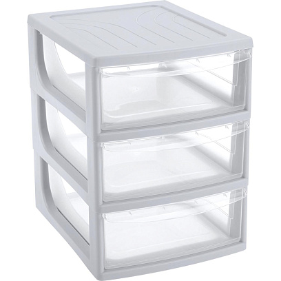 Бокс с выдвижными лотками А5 195х254х264мм 3выдв.отд, светло-сер. 433223730