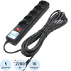 Сетевой фильтр Power Cube 5р/10м 10А/2,2кВт черн (SPG5-10M)
