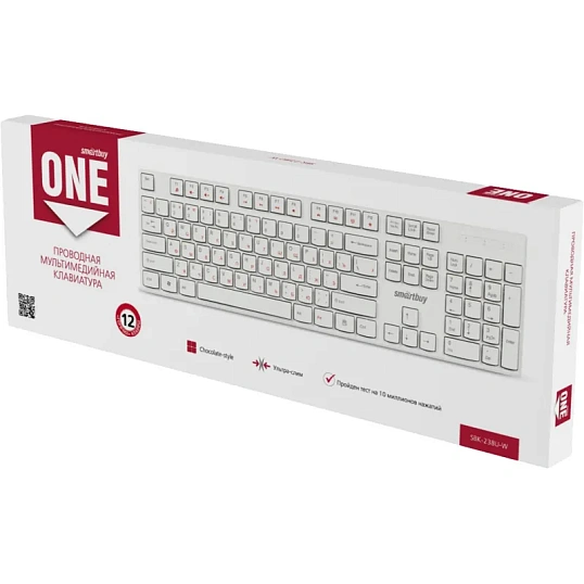 Клавиатура Smartbuy ONE 238 проводная мультимедийная USB белая (SBK-238U-W)