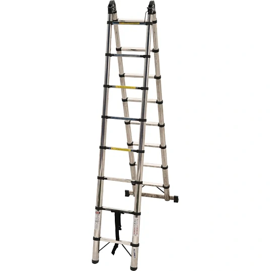 Лестница STD 2.5 стальная телескопическая двухстор ( 8+8 ступ), ALUMET