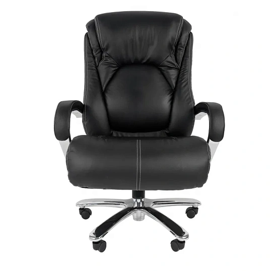 Кресло VT_CHAIRMAN 402 кожа черная, хром