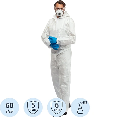 Комбинезон одноразовый с кап DELTA PLUS DT115 бел р-р XXL (DT115XX)