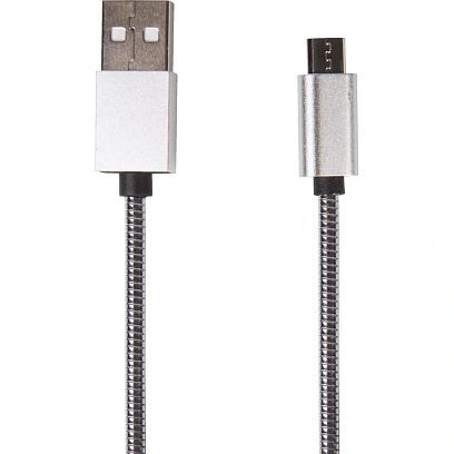 Кабель USB 2.0 - Micro USB, М/М, 1 м, металл, Rexant, сереб, 18-4241
