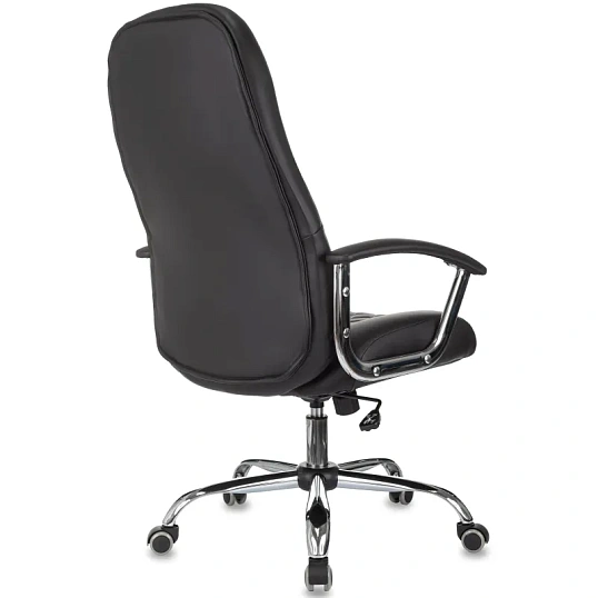 Кресло БР Комус Мебель EChair 658 экокожа (строчка ромб),черный, хром