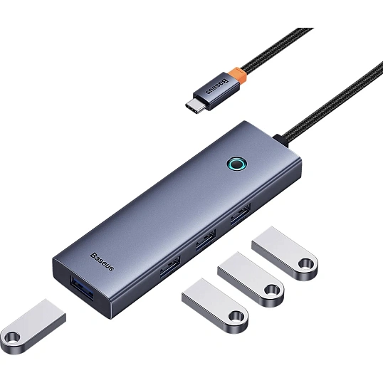 Разветвитель USB Baseus UltraJoy 4-Port Sp.Grey C-USB3.0 B0005280A813-03
