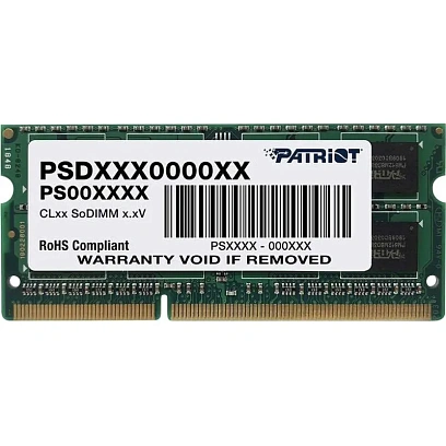 Модуль памяти Patriot DDR3L SO-DIMM 8Gb 1600МГц CL11 (PSD38G1600L2S)