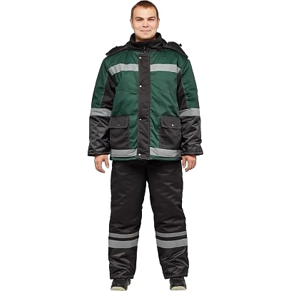 Костюм рабочий зимний з39-КБР черн/зел (р.44-46) 182-188