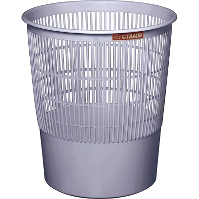 Корзина для мусора офисная 18л пластик, серая СТАММ КР02