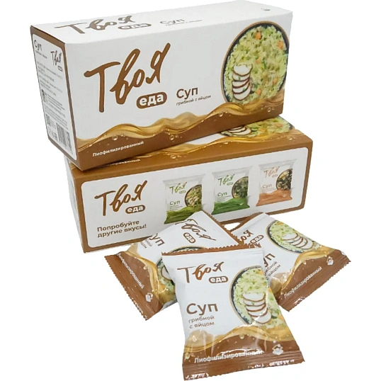 Суп Твоя еда грибной с яйцом шоу-бокс  пакет 12гx10 шт/уп