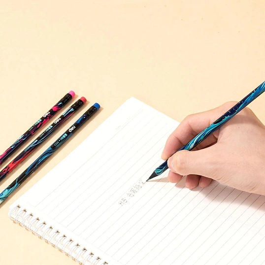 Карандаш Ч/Г Deli, Graffiti texture, кругл, ластик, EC044-HB, в асс