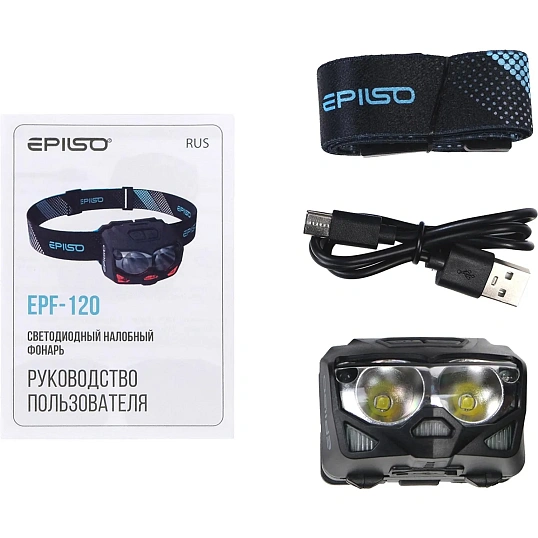 Фонарь EPILSO EPF-120 (налобный, 2CREE XTE 5W+, аккум. 1200mAh, / ААА)