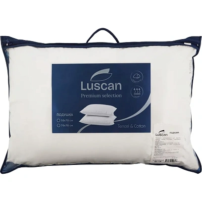 Подушка Luscan 50х70 нестеган кант (микроволокно леб.пух/55%тенсель,45%хл.)