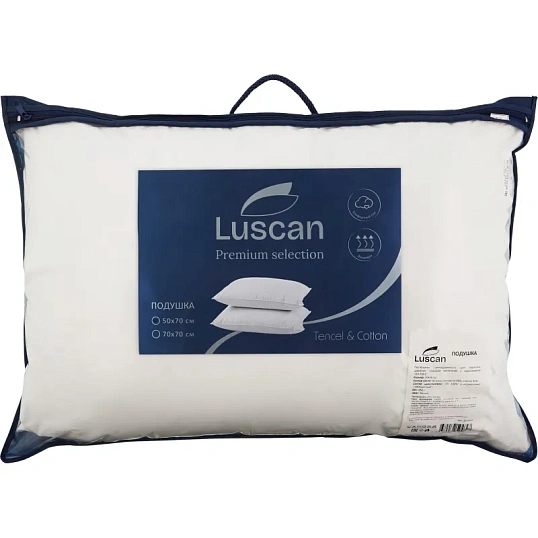 Подушка Luscan 50х70 нестеган кант (микроволокно леб.пух/55%тенсель,45%хл.)