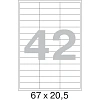 Этикетки самоклеящиеся  67х20,5 мм / 42 шт. на листе А4 (100л